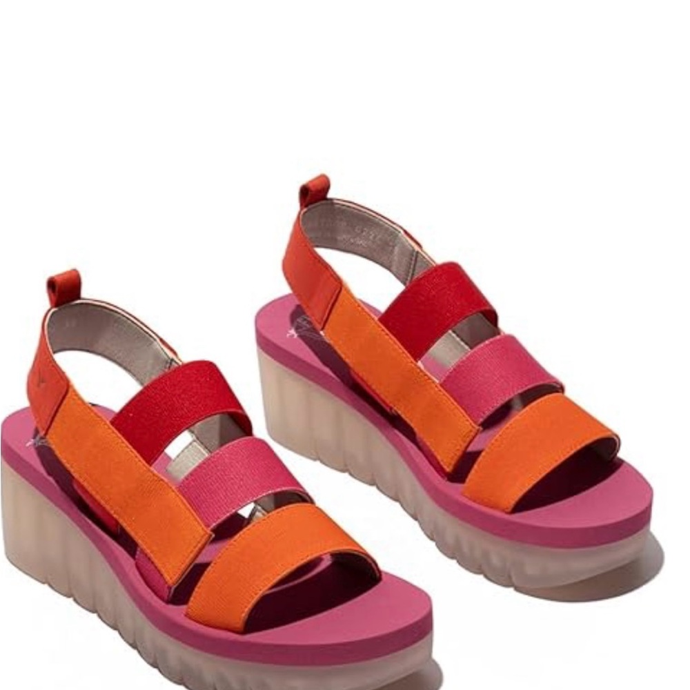 Fly London Orange Pink Red Platform Slingback Sandal - Picture 2 of 2